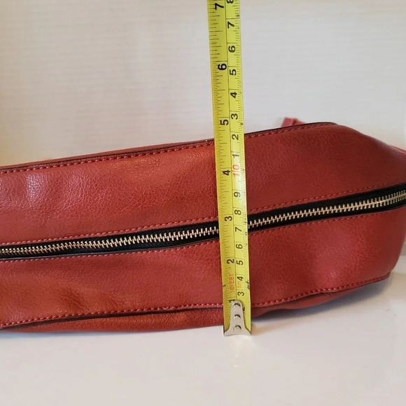 Cleo Orange/Brown Fold-Over Tassel Saddle Bag/Crossbody Medium Bag. - Picture 10 of 11